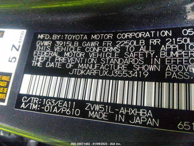 Toyota Prius Two/two Eco/three 2018 JTDKARFUXJ3553419 Image 11