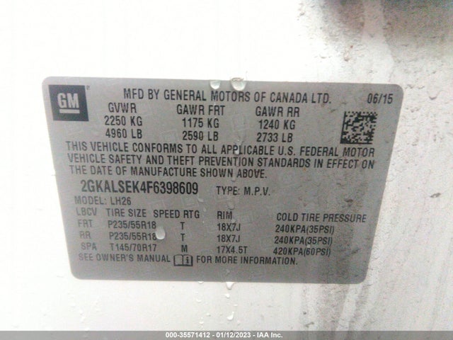 2015 GMC Terrain, VIN: 2GKALSEK4F6398609