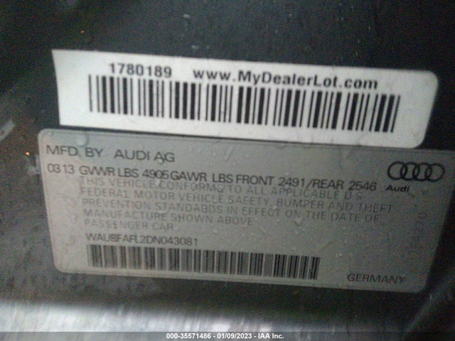 WAUBFAFL2DN043081 Audi A4 PREMIUM
