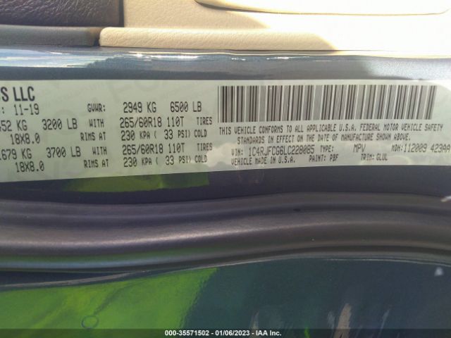1C4RJFCG6LC228085 Jeep Grand Cherokee Overland