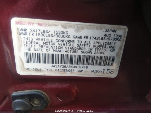 JA3AY26A3XU012749 Mitsubishi MIRAGE DE