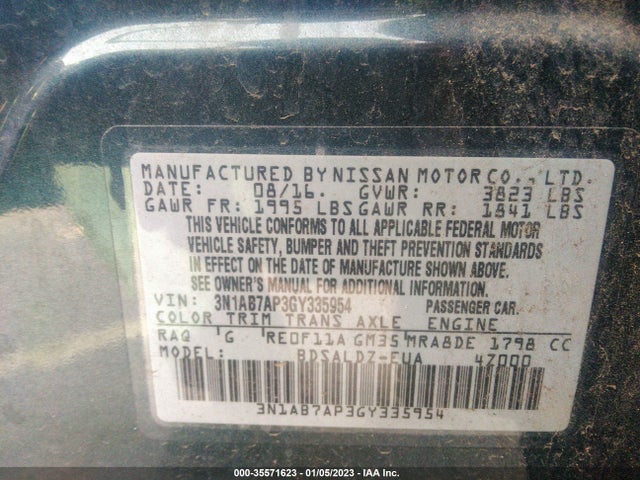 Nissan Sentra 2016 3N1AB7AP3GY335954 Image 9