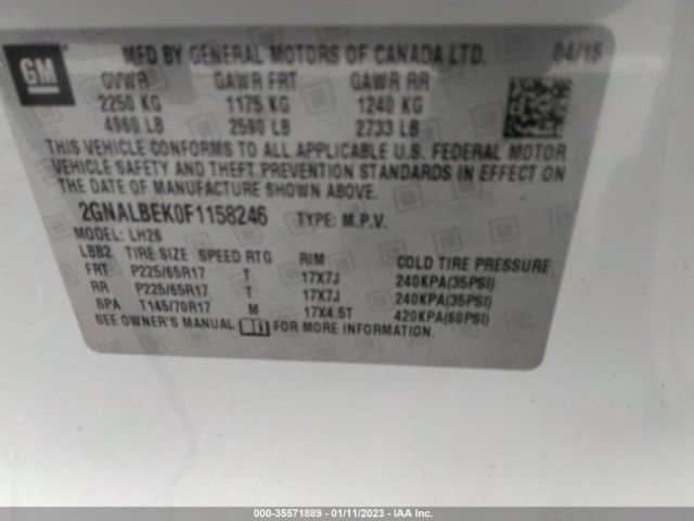 2GNALBEK0F1158246 Chevrolet Equinox