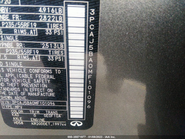 2021 Infiniti QX50, VIN: 3PCAJ5BA0MF101096