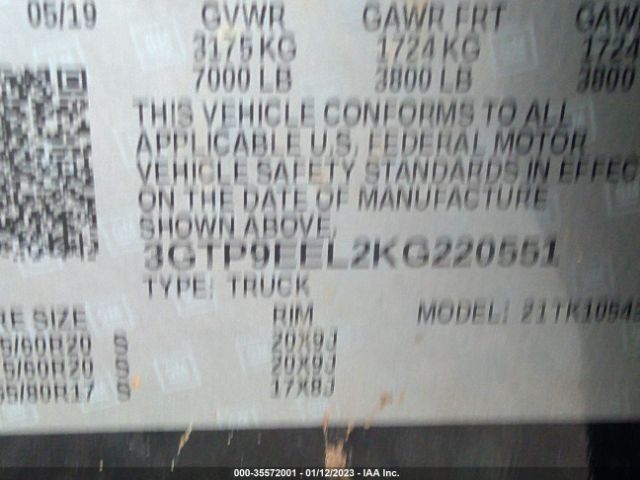 3GTP9EEL2KG220551 GMC Sierra 1500 At4