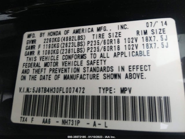 Acura RDX 2015 5J8TB4H30FL007472 Image 9