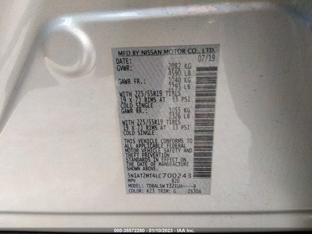 2020 NISSAN ROGUE SL VIN: 5N1AT2MT4LC700243