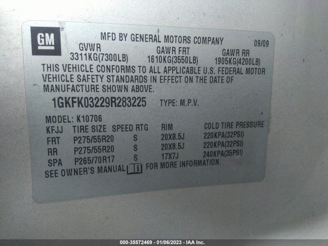 GMC YUKON DENALI 2009 1GKFK03229R283225 Image 10