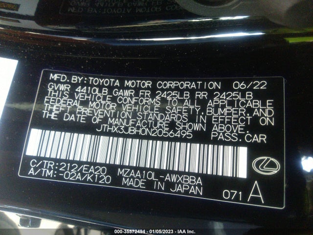 JTHX3JBH0N2056495 Lexus UX