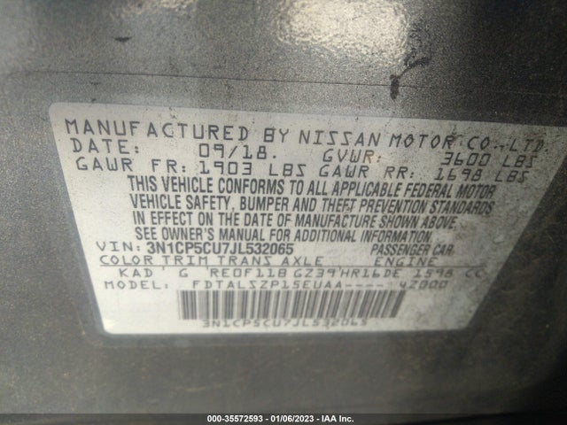 2018 Nissan Kicks, VIN: 3N1CP5CU7JL532065