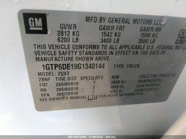 2016 GMC Canyon, VIN: 1GTP6DE19G1340144