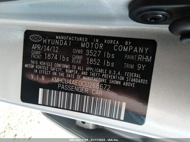 2012 HYUNDAI ACCENT GLS VIN: KMHCU4AE0CU268672