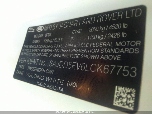 2020 Jaguar F-TYPE, VIN: SAJDD5EV6LCK67753