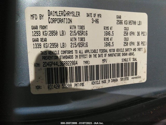 Dodge Grand Caravan Sxt 2006 2D4GP44L36R822864 Image 10