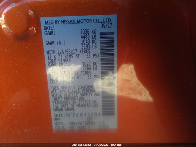 Nissan ROGUE S 2017 5N1AT2MT1HC833291 Image 9