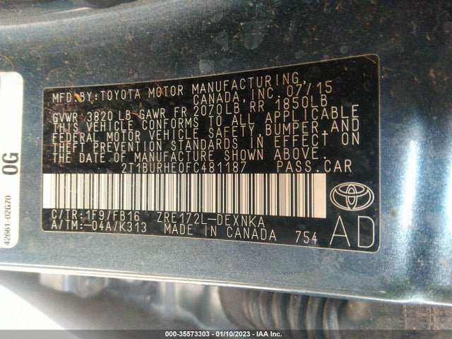 Toyota COROLLA LE 2015 2T1BURHE0FC481187 Image 9