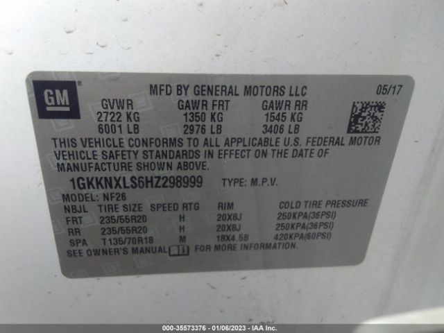1GKKNXLS6HZ298999 GMC Acadia Denali