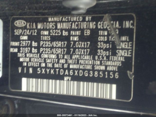 5XYKTDA6XDG385156 KIA Sorento