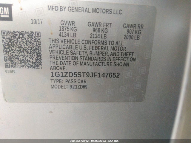 Chevrolet MALIBU LT 2018 1G1ZD5ST9JF147652 Image 9