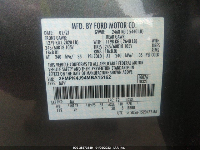 2021 Ford Edge, VIN: 2FMPK4J94MBA15162