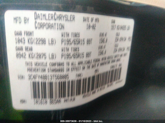 3C4FY48B13T568085 Chrysler Pt Cruiser