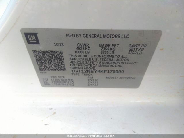 1GT12NEY4KF170999 GMC SIERRA 2500HD