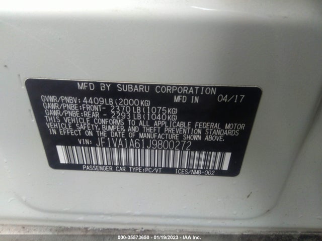 Subaru WRX 2018 JF1VA1A61J9800272 Image 11
