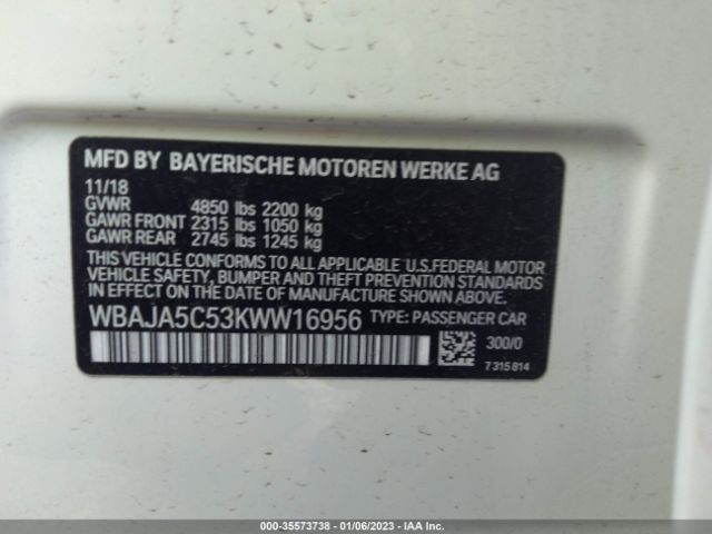 WBAJA5C53KWW16956 BMW 5 Series 530i