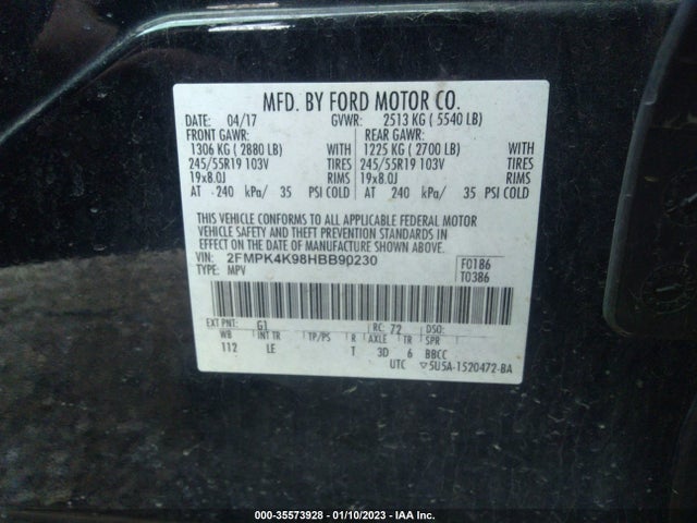 2017 Ford Edge, VIN: 2FMPK4K98HBB90230