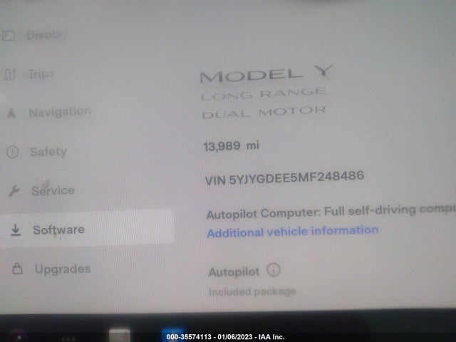 2021 TESLA MODEL Y LONG RANGE VIN: 5YJYGDEE5MF248486