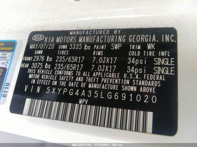 5XYPG4A35LG691020 KIA SORENTO LX