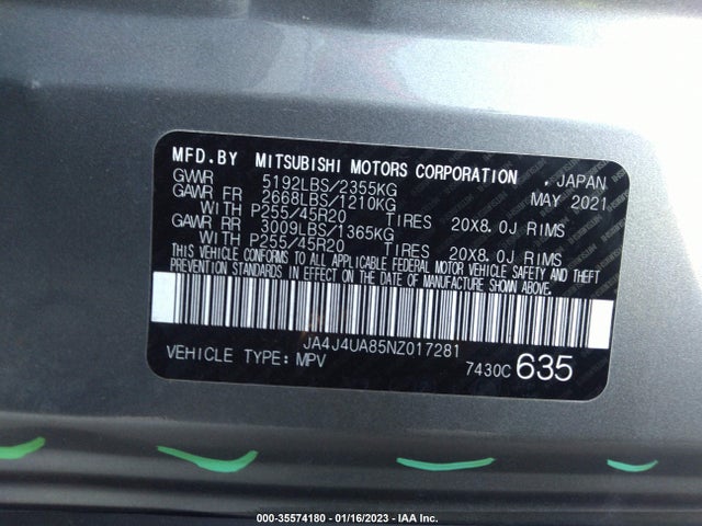 JA4J4UA85NZ017281 Mitsubishi Outlander Se