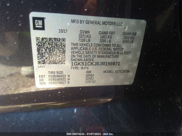 1GKS1CKJ0JR155971 GMC YUKON DENALI