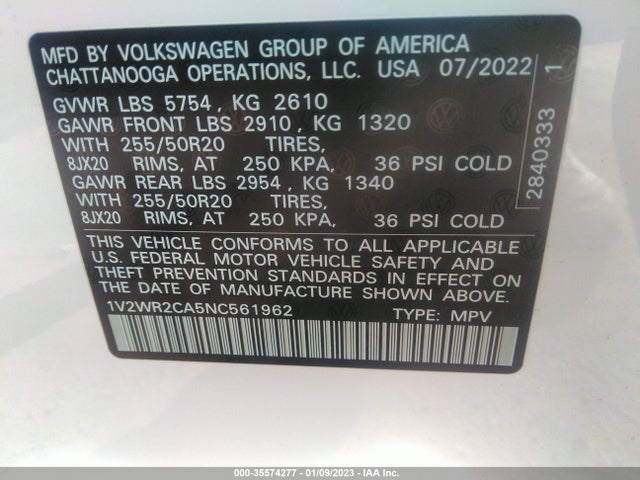 Volkswagen Atlas 2022 1V2WR2CA5NC561962 Image 11