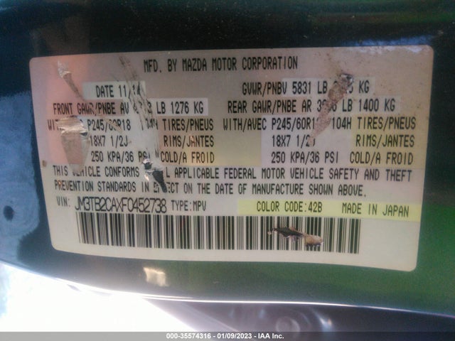 2015 Mazda CX-9, VIN: JM3TB2CAXF0452738