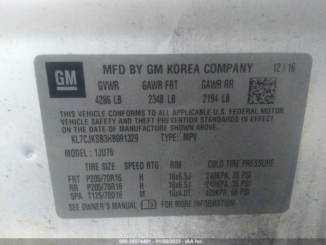 Chevrolet TRAX LS 2017 KL7CJKSB3HB091329 Image 10