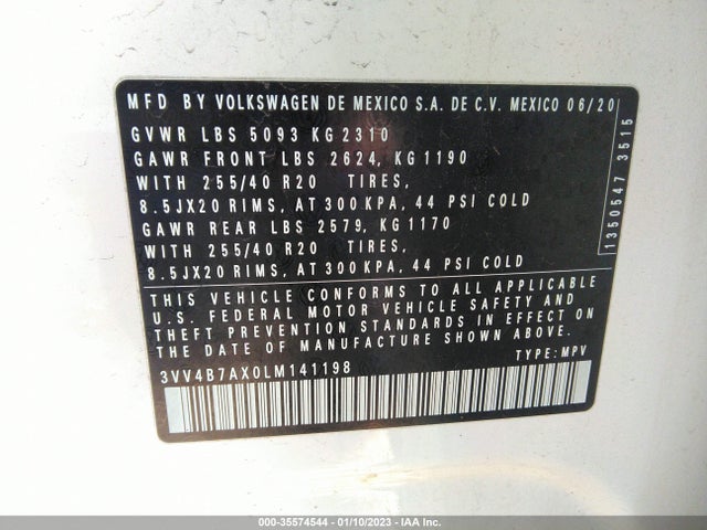 3VV4B7AX0LM141198 Volkswagen Tiguan Sel Premium R-line
