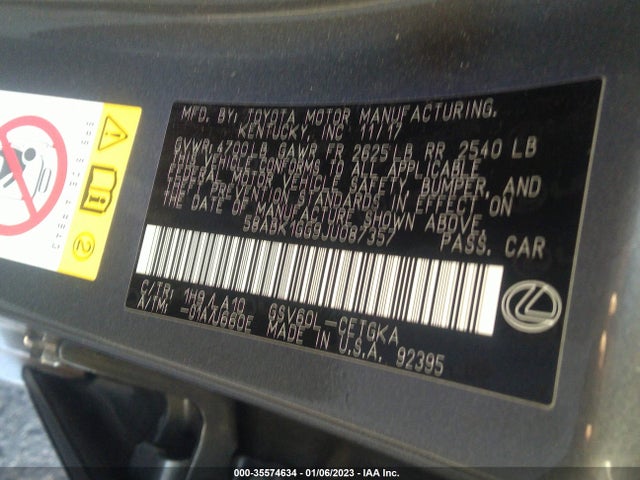 2018 Lexus ES, VIN: 58ABK1GG9JU087357