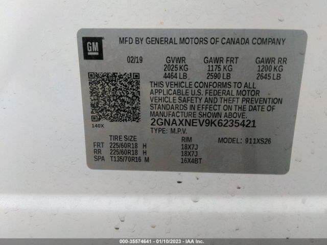 2GNAXNEV9K6235421 Chevrolet Equinox
