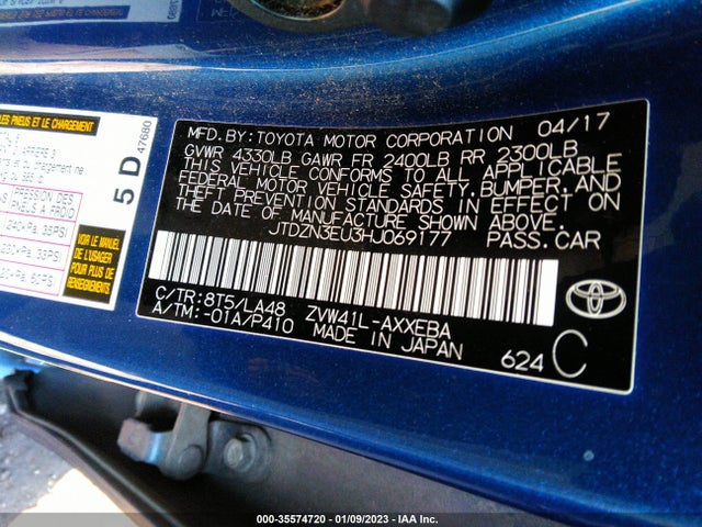 2017 Toyota Prius, VIN: JTDZN3EU3HJ069177