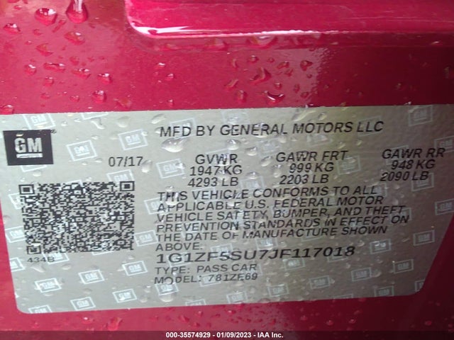 1G1ZF5SU7JF117018 Chevrolet Malibu