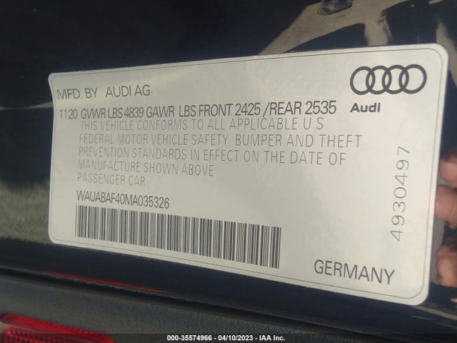 2021 Audi A4, VIN: WAUABAF40MA035326