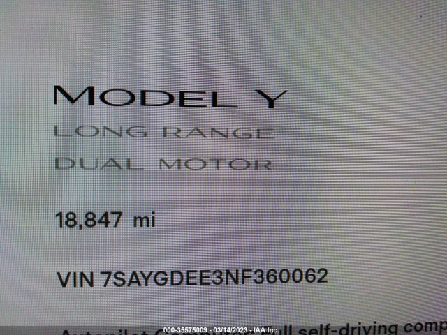 Tesla Model Y 2022 7SAYGDEE3NF360062 Image 8