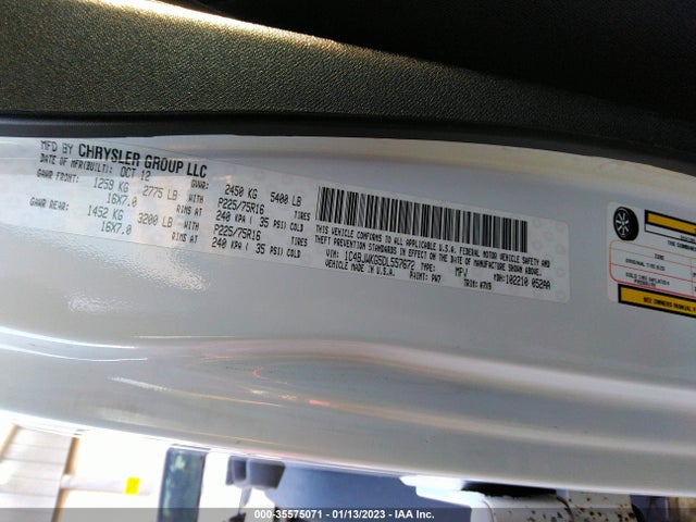 2013 JEEP WRANGLER UNLIMITED SPORT VIN: 1C4BJWKG5DL557672