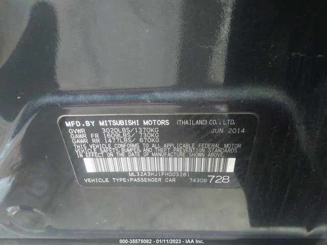Mitsubishi Mirage De/rf 2015 ML32A3HJ1FH003281 Image 9
