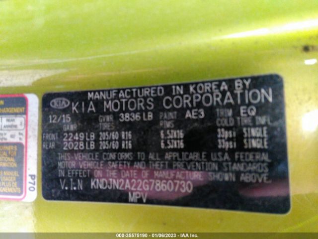 KNDJN2A22G7860730 KIA Soul Base