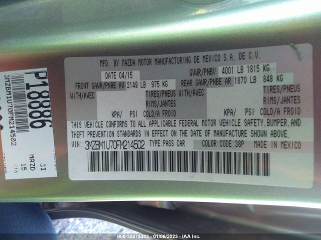 2015 Mazda 3, VIN: 3MZBM1U70FM214502