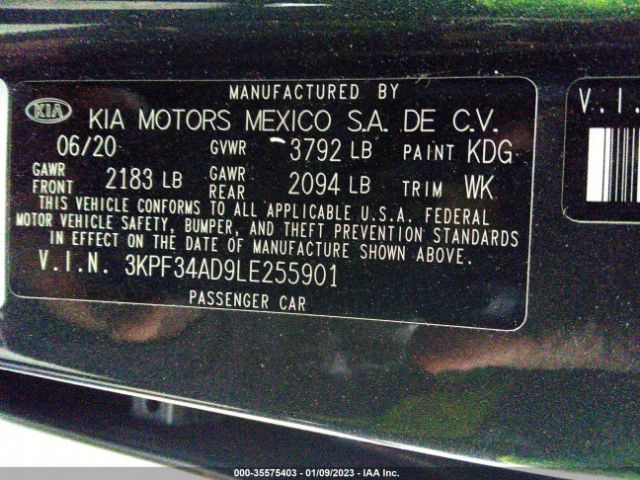 3KPF34AD9LE255901 KIA Forte Gt-line