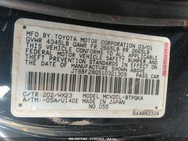 Lexus ES 300 2001 JT8BF28G510321309 Image 10