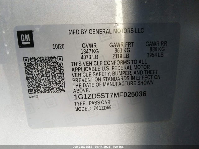 Chevrolet MALIBU LT 2021 1G1ZD5ST7MF025036 Image 9